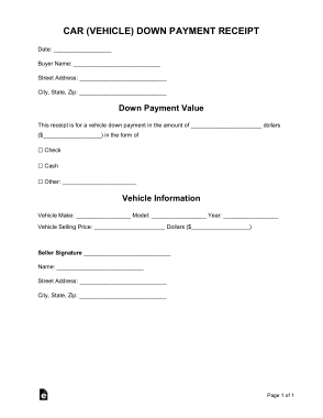 Free Download PDF Books, Vehicle Down Payment Receipt Form Template