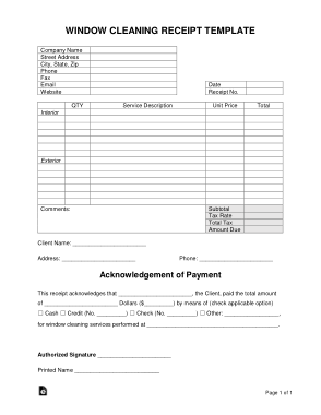 Free Download PDF Books, Window Cleaning Receipt Form Template