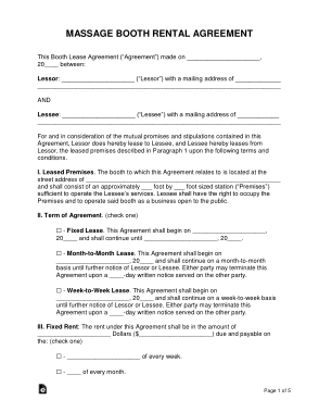 Free Download PDF Books, Massage Booth Rental Agreement Form Template
