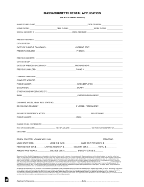 Free Download PDF Books, Massachuetts Rental Application Form Template