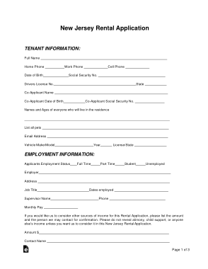 Free Download PDF Books, New Jersey Rental Application Form Template