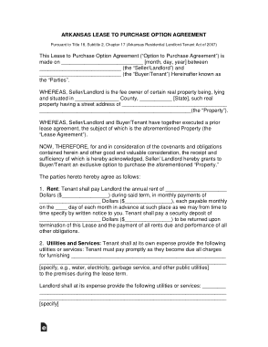 Free Download PDF Books, Arkansas Lease To Own Option To Purchase Agreement Form Template