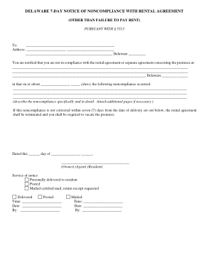 Free Download PDF Books, Delaware 7 Day Notice To Quit Non Compliance Form Template