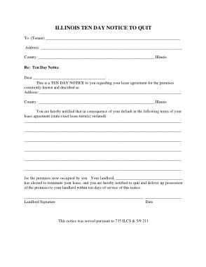 Free Download PDF Books, Illinois 10 Day Notice To Quit Noncompliance Form Template