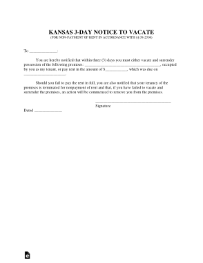 Free Download PDF Books, Kansas 3 Day Notice To Quit Nonpayment Of Rent Form Template