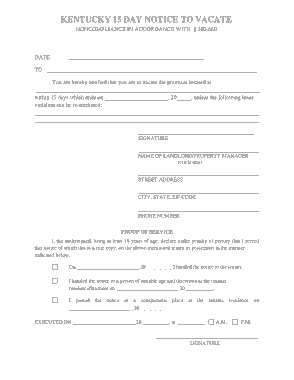 Free Download PDF Books, Kentucky 15 Day Notice To Quit Form Noncompliance Form Template