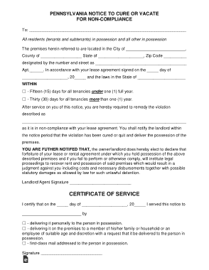 Free Download PDF Books, Pennsylvania 15 30 Day Notice To Quit Noncompliance Form Template