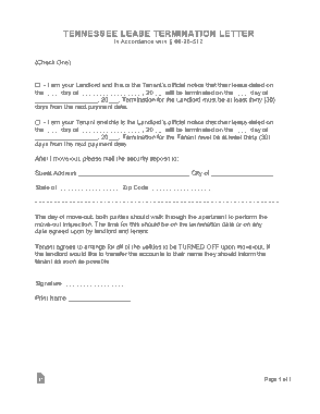 Free Download PDF Books, Tennessee Lease Termination Letter Template