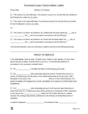 Free Download PDF Books, Vermont 60 90 Day Lease Termination Letter Template