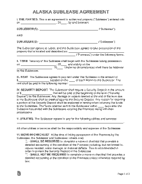 Free Download PDF Books, Alaska Sublease Agreement Form Template