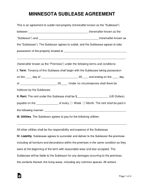 Free Download PDF Books, Minnesota Sublease Agreement Form Template