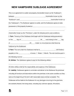 Free Download PDF Books, New Hampshire Sublease Agreement Form Template
