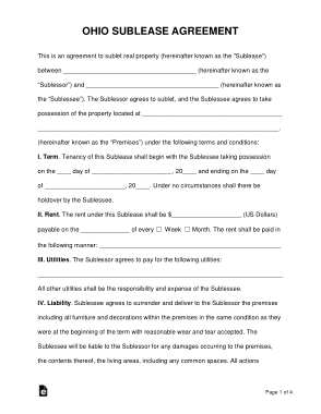 Free Download PDF Books, Ohio Sublease Agreement Form Template