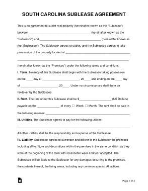 Free Download PDF Books, South Carolina Sublease Agreement Form Template