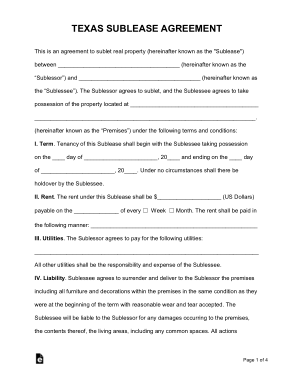 Free Download PDF Books, Texas Sublease Agreement Form Template