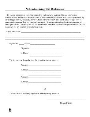 Free Download PDF Books, Nebraska Living Will Declaration Form Template