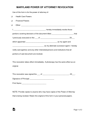 Free Download PDF Books, Maryland Power Of Attorney Revocation Form Template