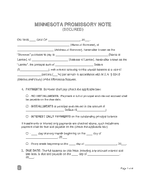 Free Download PDF Books, Minnesota Secured Promissory Note Form Template