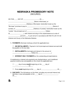Free Download PDF Books, Nebraska Secured Promissory Note Form Template