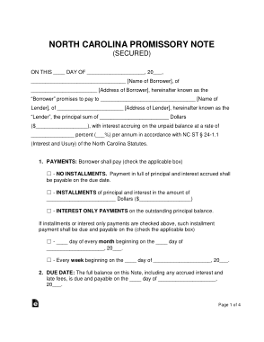 Free Download PDF Books, North Carolina Secured Promissory Note Form Template
