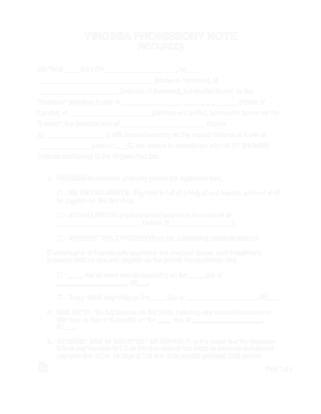 Free Download PDF Books, Virginia Secured Promissory Note Form Template