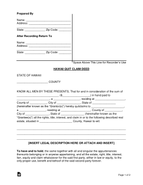 Free Download PDF Books, Hawaii Quit Claim Deed Form Template