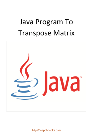 Free Download PDF Books, Java Program To Transpose Matrix, Java Programming Book