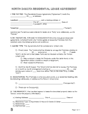 Free Download PDF Books, North Dakota Residential Lease Agreement Form Template