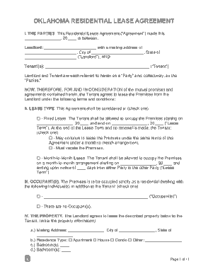 Free Download PDF Books, Oklahoma Residential Lease Agreement Form Template