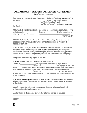 Free Download PDF Books, Oklahoma Residential Lease Agreement With Option To Buy Form Template