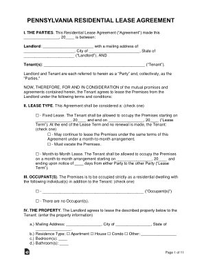 Free Download PDF Books, Pennsylvania Residential Lease Agreement Form Template