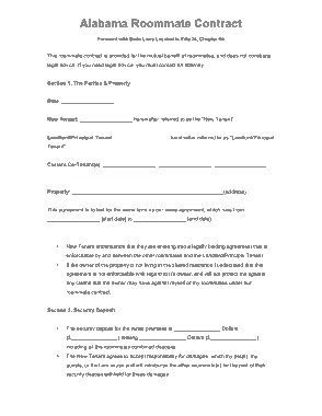 Free Download PDF Books, Alabama Roommate Agreement Form Template