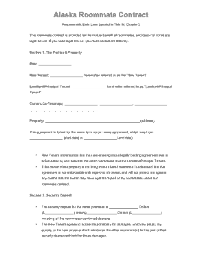 Free Download PDF Books, Alaska Roommate Agreement Form Template