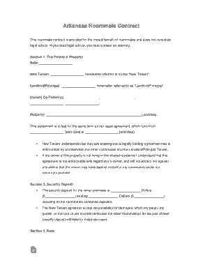 Free Download PDF Books, Arkansas Roommate Rental Agreement Form Template