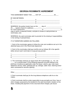 Free Download PDF Books, Georgia Roommate Agreement Form Template