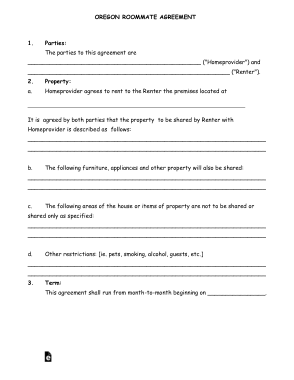 Free Download PDF Books, Oregon Roommate Agreement Form Template
