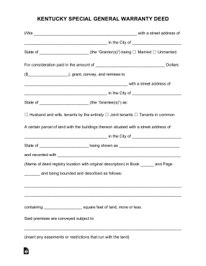 Free Download PDF Books, Kentucky Special Warranty Deed Form Template