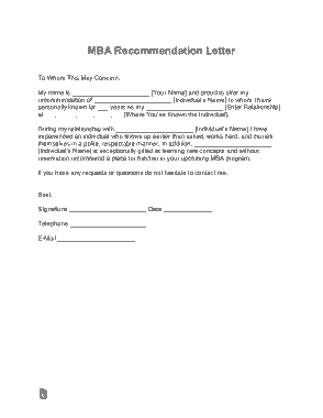 Free Download PDF Books, Mba Recommendation Letter Template