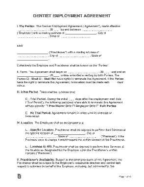 Free Download PDF Books, Dentist Employment Agreement Form Template