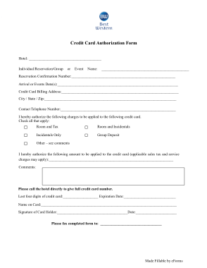 Free Download PDF Books, Best Western Hotel Credit Card Authorization Form Template