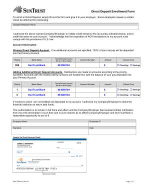 Free Download PDF Books, Suntrust Direct Deposit Authorization Form Template