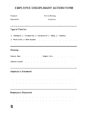 Free Download PDF Books, Employee Disciplinary Action Form Template