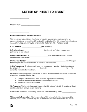 Free Download PDF Books, Business Investment Letter of Intent Sample Letter Template