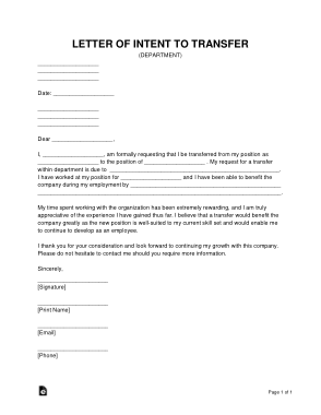 Free Download PDF Books, Letter of Intent To Transfer Sample Letter Template
