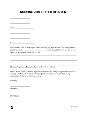 Free Download PDF Books, Nursing Job Letter of Intent Sample Letter Template
