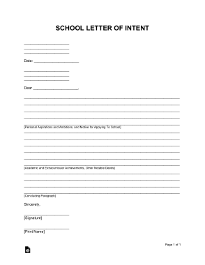 Free Download PDF Books, School Letter of Intent Sample Letter Template