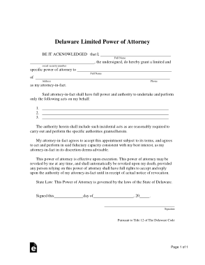Free Download PDF Books, Delaware Limited Power Of Attorney Form Template