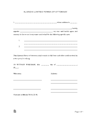 Free Download PDF Books, Illinois Limited Power Of Attorney Form Template