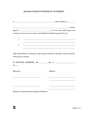 Free Download PDF Books, Kansas Limited Power Of Attorney Form Template