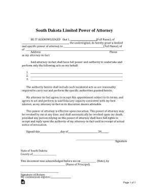 Free Download PDF Books, Southdakota Limited Power Of Attorney Form Template